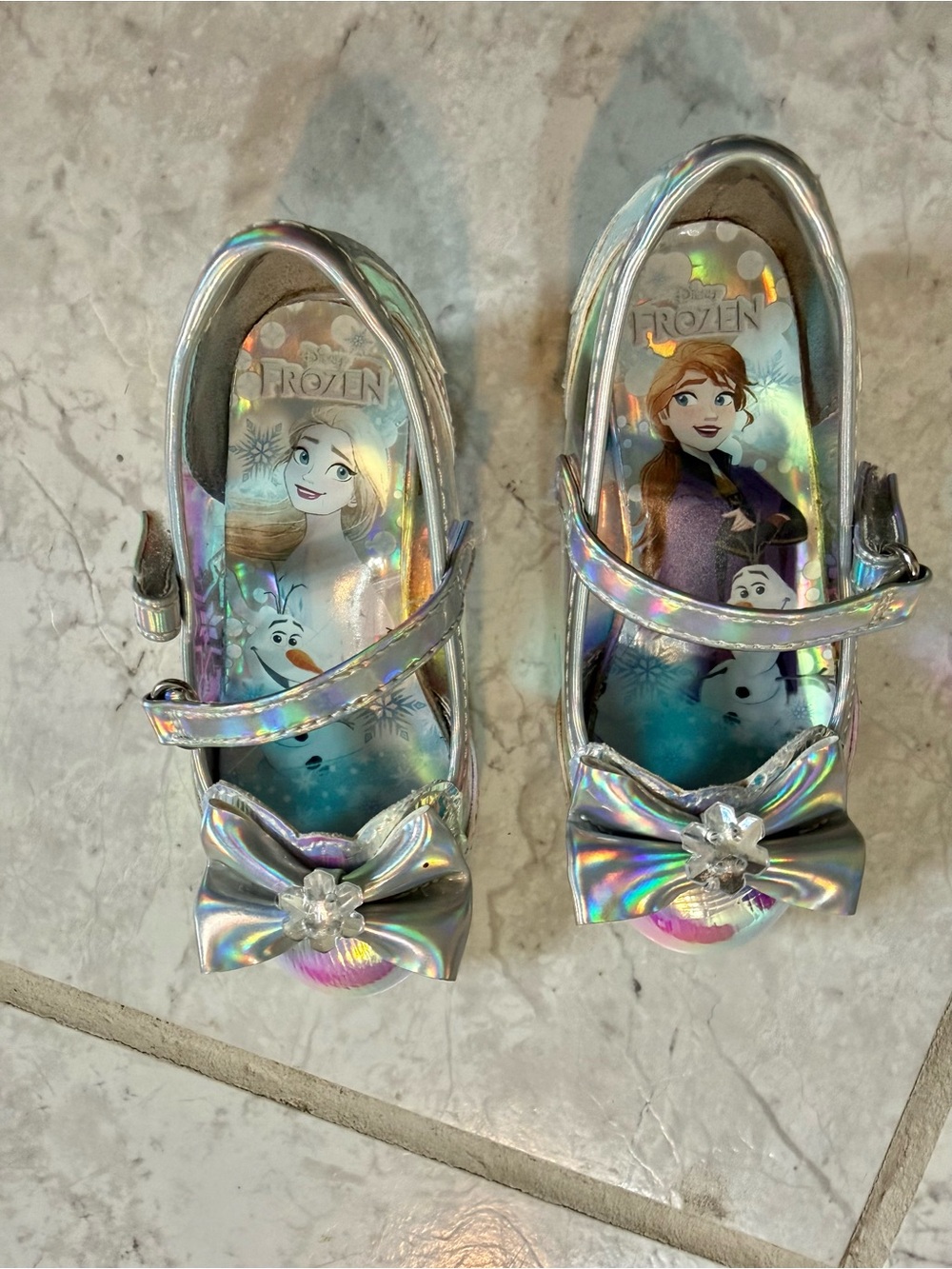 Disney Frozen Holographic Silver Dress-up heels size 7T
